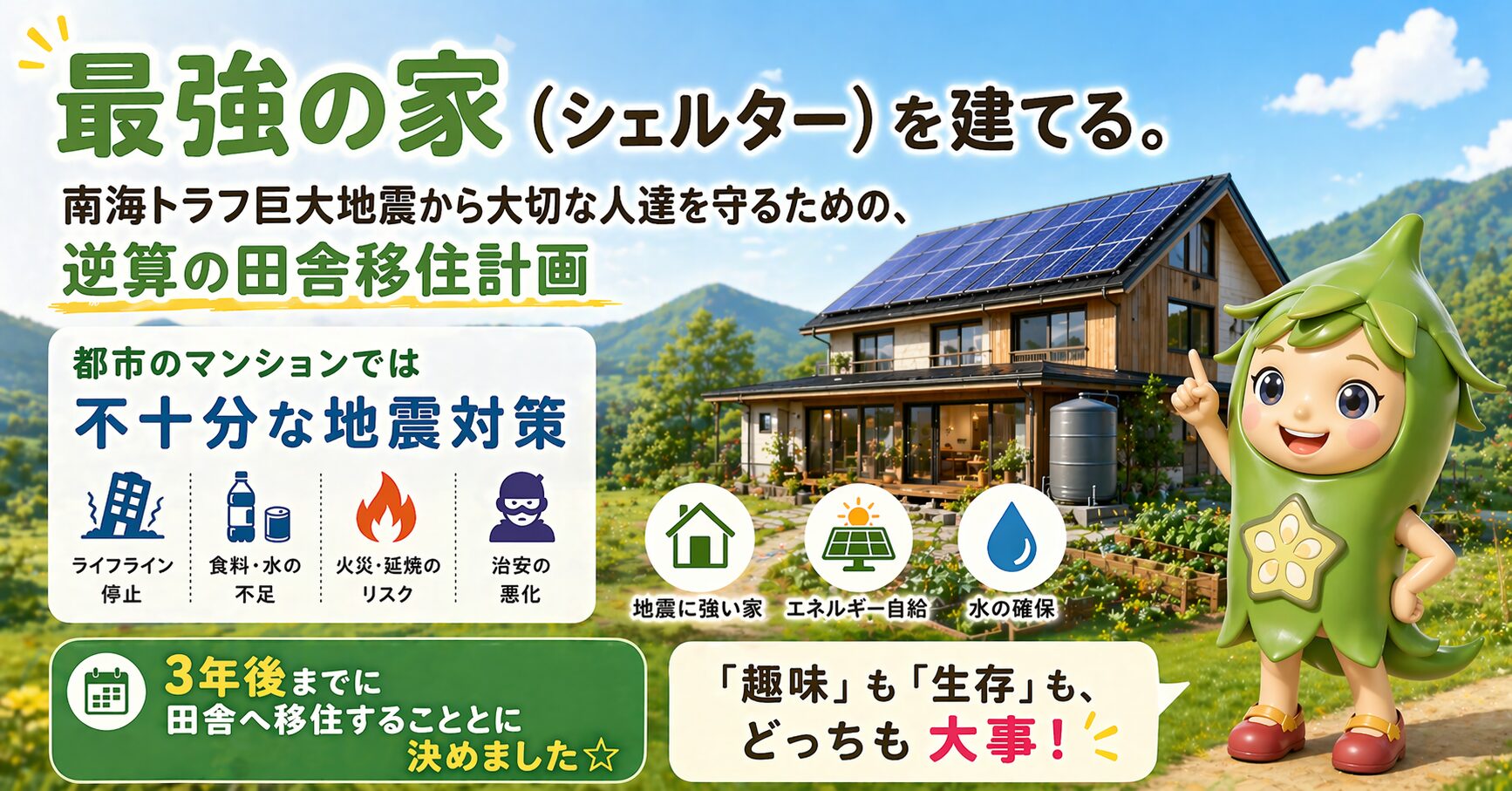 「最強の家（シェルター）」を建てる。南海トラフ巨大地震から大切な人達を守るための、逆算の田舎移住計画